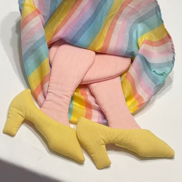 Wooltex Int’l Fabric Girl Wall Hanging w/Yarn Hair, Widebrim Hat, Purse, Heels - Picture 6 of 8